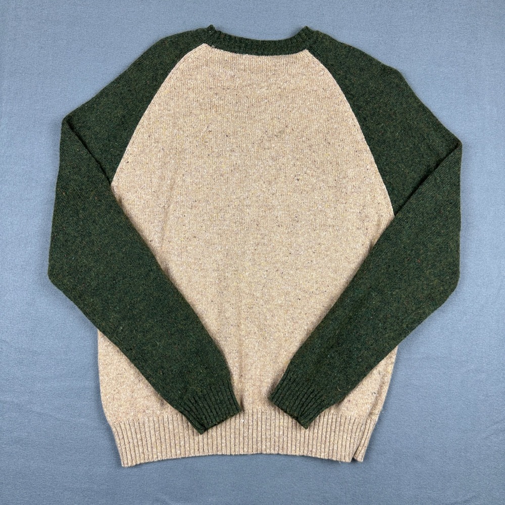 Gap Mens Raglan Sweater Green Beige Speckled Knit Cotton Wool Blend Medium M - Picture 3 of 5